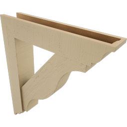 Ekena Millwork - BKTUR0554X28X32FST01RCPR - Timberthane Faux Wood Funston Style Bracket w/ Offset Brace, Traditional Ends, 5 1/2"W x 28"D x 32"H, Primed Tan