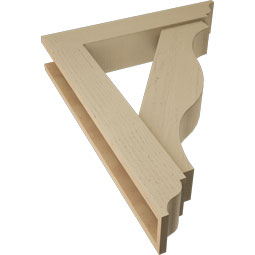 Ekena Millwork - BKTUR0554X28X36FST01RCPR - Timberthane Faux Wood Funston Style Bracket w/ Offset Brace, Traditional Ends, 5 1/2"W x 28"D x 36"H, Primed Tan