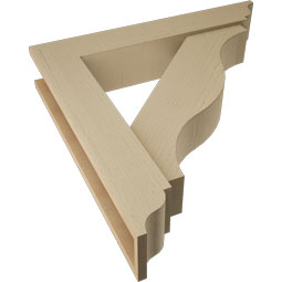 Ekena Millwork - BKTUR0554X30X30FST01RCPR - Timberthane Faux Wood Funston Style Bracket w/ Offset Brace, Traditional Ends, 5 1/2"W x 30"D x 30"H, Primed Tan