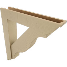 Ekena Millwork - BKTUR0554X30X34FST01RCPR - Timberthane Faux Wood Funston Style Bracket w/ Offset Brace, Traditional Ends, 5 1/2"W x 30"D x 34"H, Primed Tan