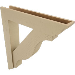 Ekena Millwork - BKTUR0554X30X36FST01RCPR - Timberthane Faux Wood Funston Style Bracket w/ Offset Brace, Traditional Ends, 5 1/2"W x 30"D x 36"H, Primed Tan