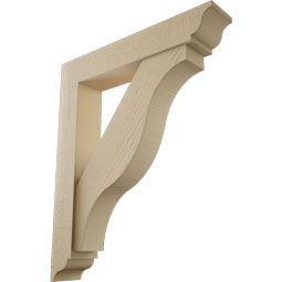 Ekena Millwork - BKTUR0554X30X36FST01RCPR - Timberthane Faux Wood Funston Style Bracket w/ Offset Brace, Traditional Ends, 5 1/2"W x 30"D x 36"H, Primed Tan