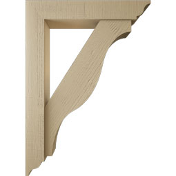 Ekena Millwork - BKTUR0554X30X42FST01RCPR - Timberthane Faux Wood Funston Style Bracket w/ Offset Brace, Traditional Ends, 5 1/2"W x 30"D x 42"H, Primed Tan