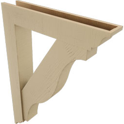 Ekena Millwork - BKTUR0554X30X42FST01RCPR - Timberthane Faux Wood Funston Style Bracket w/ Offset Brace, Traditional Ends, 5 1/2"W x 30"D x 42"H, Primed Tan