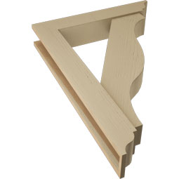 Ekena Millwork - BKTUR0554X30X42FST01RCPR - Timberthane Faux Wood Funston Style Bracket w/ Offset Brace, Traditional Ends, 5 1/2"W x 30"D x 42"H, Primed Tan