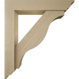Ekena Millwork - BKTUR0554X32X36FST01RCPR - Timberthane Faux Wood Funston Style Bracket w/ Offset Brace, Traditional Ends, 5 1/2"W x 32"D x 36"H, Primed Tan