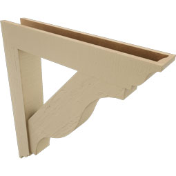Ekena Millwork - BKTUR0554X32X36FST01RCPR - Timberthane Faux Wood Funston Style Bracket w/ Offset Brace, Traditional Ends, 5 1/2"W x 32"D x 36"H, Primed Tan