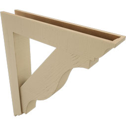 Ekena Millwork - BKTUR0554X32X38FST01RCPR - Timberthane Faux Wood Funston Style Bracket w/ Offset Brace, Traditional Ends, 5 1/2"W x 32"D x 38"H, Primed Tan