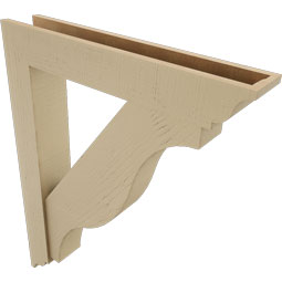 Ekena Millwork - BKTUR0554X32X40FST01RCPR - Timberthane Faux Wood Funston Style Bracket w/ Offset Brace, Traditional Ends, 5 1/2"W x 32"D x 40"H, Primed Tan