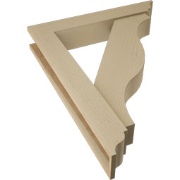 Ekena Millwork - BKTUR0554X32X40FST01RCPR - Timberthane Faux Wood Funston Style Bracket w/ Offset Brace, Traditional Ends, 5 1/2"W x 32"D x 40"H, Primed Tan
