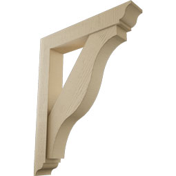 Ekena Millwork - BKTUR0554X32X40FST01RCPR - Timberthane Faux Wood Funston Style Bracket w/ Offset Brace, Traditional Ends, 5 1/2"W x 32"D x 40"H, Primed Tan