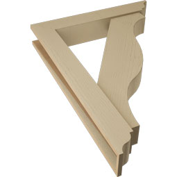 Ekena Millwork - BKTUR0554X32X44FST01RCPR - Timberthane Faux Wood Funston Style Bracket w/ Offset Brace, Traditional Ends, 5 1/2"W x 32"D x 44"H, Primed Tan