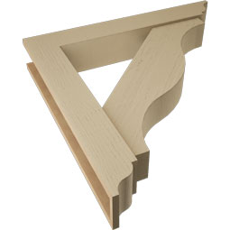 Ekena Millwork - BKTUR0554X34X34FST01RCPR - Timberthane Faux Wood Funston Style Bracket w/ Offset Brace, Traditional Ends, 5 1/2"W x 34"D x 34"H, Primed Tan
