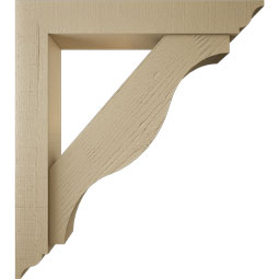 Ekena Millwork - BKTUR0554X34X38FST01RCPR - Timberthane Faux Wood Funston Style Bracket w/ Offset Brace, Traditional Ends, 5 1/2"W x 34"D x 38"H, Primed Tan