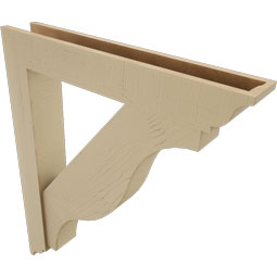 Ekena Millwork - BKTUR0554X34X40FST01RCPR - Timberthane Faux Wood Funston Style Bracket w/ Offset Brace, Traditional Ends, 5 1/2"W x 34"D x 40"H, Primed Tan