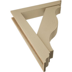 Ekena Millwork - BKTUR0554X34X42FST01RCPR - Timberthane Faux Wood Funston Style Bracket w/ Offset Brace, Traditional Ends, 5 1/2"W x 34"D x 42"H, Primed Tan