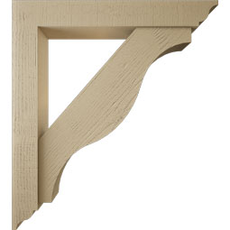 Ekena Millwork - BKTUR0554X36X40FST01RCPR - Timberthane Faux Wood Funston Style Bracket w/ Offset Brace, Traditional Ends, 5 1/2"W x 36"D x 40"H, Primed Tan