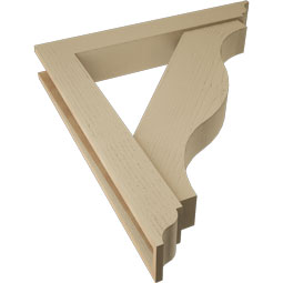 Ekena Millwork - BKTUR0554X36X40FST01RCPR - Timberthane Faux Wood Funston Style Bracket w/ Offset Brace, Traditional Ends, 5 1/2"W x 36"D x 40"H, Primed Tan