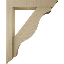 Ekena Millwork - BKTUR0554X36X44FST01RCPR - Timberthane Faux Wood Funston Style Bracket w/ Offset Brace, Traditional Ends, 5 1/2"W x 36"D x 44"H, Primed Tan