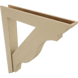 Ekena Millwork - BKTUR0554X36X44FST01RCPR - Timberthane Faux Wood Funston Style Bracket w/ Offset Brace, Traditional Ends, 5 1/2"W x 36"D x 44"H, Primed Tan