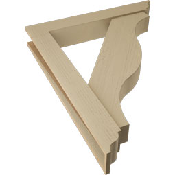 Ekena Millwork - BKTUR0554X36X44FST01RCPR - Timberthane Faux Wood Funston Style Bracket w/ Offset Brace, Traditional Ends, 5 1/2"W x 36"D x 44"H, Primed Tan