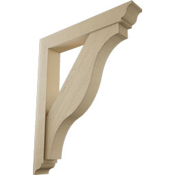 Ekena Millwork - BKTUR0554X36X44FST01RCPR - Timberthane Faux Wood Funston Style Bracket w/ Offset Brace, Traditional Ends, 5 1/2"W x 36"D x 44"H, Primed Tan
