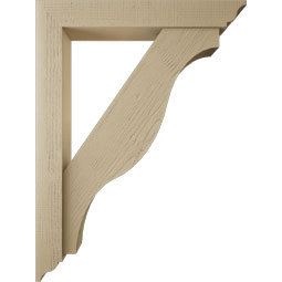 Ekena Millwork - BKTUR0554X36X48FST01RCPR - Timberthane Faux Wood Funston Style Bracket w/ Offset Brace, Traditional Ends, 5 1/2"W x 36"D x 48"H, Primed Tan