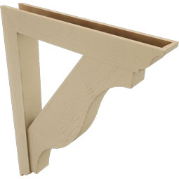 Ekena Millwork - BKTUR0554X36X48FST01RCPR - Timberthane Faux Wood Funston Style Bracket w/ Offset Brace, Traditional Ends, 5 1/2"W x 36"D x 48"H, Primed Tan