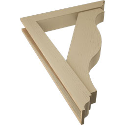 Ekena Millwork - BKTUR0554X36X48FST01RCPR - Timberthane Faux Wood Funston Style Bracket w/ Offset Brace, Traditional Ends, 5 1/2"W x 36"D x 48"H, Primed Tan
