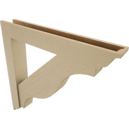 Ekena Millwork - BKTUR0554X38X38FST01RCPR - Timberthane Faux Wood Funston Style Bracket w/ Offset Brace, Traditional Ends, 5 1/2"W x 38"D x 38"H, Primed Tan