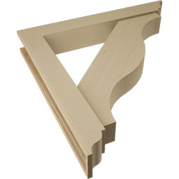 Ekena Millwork - BKTUR0554X38X38FST01RCPR - Timberthane Faux Wood Funston Style Bracket w/ Offset Brace, Traditional Ends, 5 1/2"W x 38"D x 38"H, Primed Tan