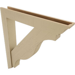 Ekena Millwork - BKTUR0554X38X44FST01RCPR - Timberthane Faux Wood Funston Style Bracket w/ Offset Brace, Traditional Ends, 5 1/2"W x 38"D x 44"H, Primed Tan