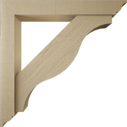 Ekena Millwork - BKTUR0554X40X40FST01RCPR - Timberthane Faux Wood Funston Style Bracket w/ Offset Brace, Traditional Ends, 5 1/2"W x 40"D x 40"H, Primed Tan