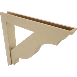 Ekena Millwork - BKTUR0554X40X40FST01RCPR - Timberthane Faux Wood Funston Style Bracket w/ Offset Brace, Traditional Ends, 5 1/2"W x 40"D x 40"H, Primed Tan