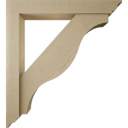 Ekena Millwork - BKTUR0554X40X44FST01RCPR - Timberthane Faux Wood Funston Style Bracket w/ Offset Brace, Traditional Ends, 5 1/2"W x 40"D x 44"H, Primed Tan