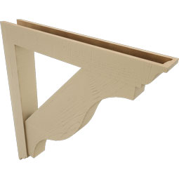 Ekena Millwork - BKTUR0554X40X44FST01RCPR - Timberthane Faux Wood Funston Style Bracket w/ Offset Brace, Traditional Ends, 5 1/2"W x 40"D x 44"H, Primed Tan
