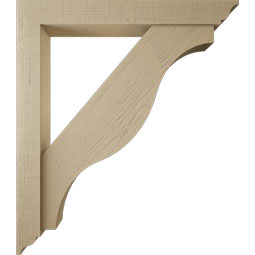 Ekena Millwork - BKTUR0554X42X48FST01RCPR - Timberthane Faux Wood Funston Style Bracket w/ Offset Brace, Traditional Ends, 5 1/2"W x 42"D x 48"H, Primed Tan