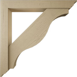 Ekena Millwork - BKTUR0554X44X44FST01RCPR - Timberthane Faux Wood Funston Style Bracket w/ Offset Brace, Traditional Ends, 5 1/2"W x 44"D x 44"H, Primed Tan