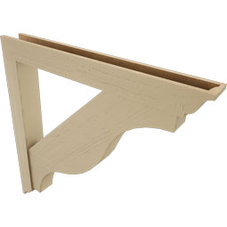 Ekena Millwork - BKTUR0554X46X46FST01RCPR - Timberthane Faux Wood Funston Style Bracket w/ Offset Brace, Traditional Ends, 5 1/2"W x 46"D x 46"H, Primed Tan