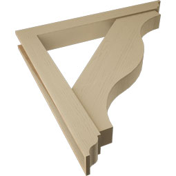 Ekena Millwork - BKTUR0554X46X46FST01RCPR - Timberthane Faux Wood Funston Style Bracket w/ Offset Brace, Traditional Ends, 5 1/2"W x 46"D x 46"H, Primed Tan