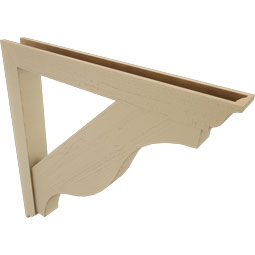 Ekena Millwork - BKTUR0554X48X48FST01RCPR - Timberthane Faux Wood Funston Style Bracket w/ Offset Brace, Traditional Ends, 5 1/2"W x 48"D x 48"H, Primed Tan