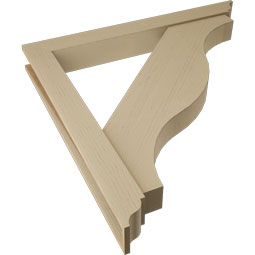 Ekena Millwork - BKTUR0554X48X48FST01RCPR - Timberthane Faux Wood Funston Style Bracket w/ Offset Brace, Traditional Ends, 5 1/2"W x 48"D x 48"H, Primed Tan