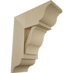 Ekena Millwork - BKTUR0756X18X22FST01RCPR - Timberthane Faux Wood Funston Style Bracket w/ Offset Brace, Traditional Ends, 7 1/2"W x 18"D x 22"H, Primed Tan