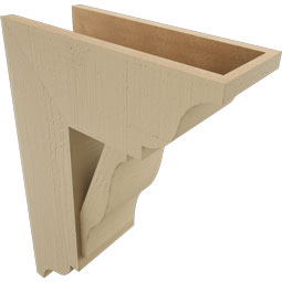 Ekena Millwork - BKTUR0756X18X26FST01RCPR - Timberthane Faux Wood Funston Style Bracket w/ Offset Brace, Traditional Ends, 7 1/2"W x 18"D x 26"H, Primed Tan