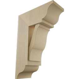 Ekena Millwork - BKTUR0756X18X26FST01RCPR - Timberthane Faux Wood Funston Style Bracket w/ Offset Brace, Traditional Ends, 7 1/2"W x 18"D x 26"H, Primed Tan