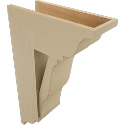 Ekena Millwork - BKTUR0756X18X30FST01RCPR - Timberthane Faux Wood Funston Style Bracket w/ Offset Brace, Traditional Ends, 7 1/2"W x 18"D x 30"H, Primed Tan