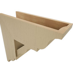 Ekena Millwork - BKTUR0756X20X20FST01RCPR - Timberthane Faux Wood Funston Style Bracket w/ Offset Brace, Traditional Ends, 7 1/2"W x 20"D x 20"H, Primed Tan