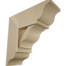 Ekena Millwork - BKTUR0756X20X20FST01RCPR - Timberthane Faux Wood Funston Style Bracket w/ Offset Brace, Traditional Ends, 7 1/2"W x 20"D x 20"H, Primed Tan