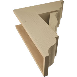 Ekena Millwork - BKTUR0756X20X24FST01RCPR - Timberthane Faux Wood Funston Style Bracket w/ Offset Brace, Traditional Ends, 7 1/2"W x 20"D x 24"H, Primed Tan