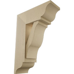 Ekena Millwork - BKTUR0756X20X28FST01RCPR - Timberthane Faux Wood Funston Style Bracket w/ Offset Brace, Traditional Ends, 7 1/2"W x 20"D x 28"H, Primed Tan